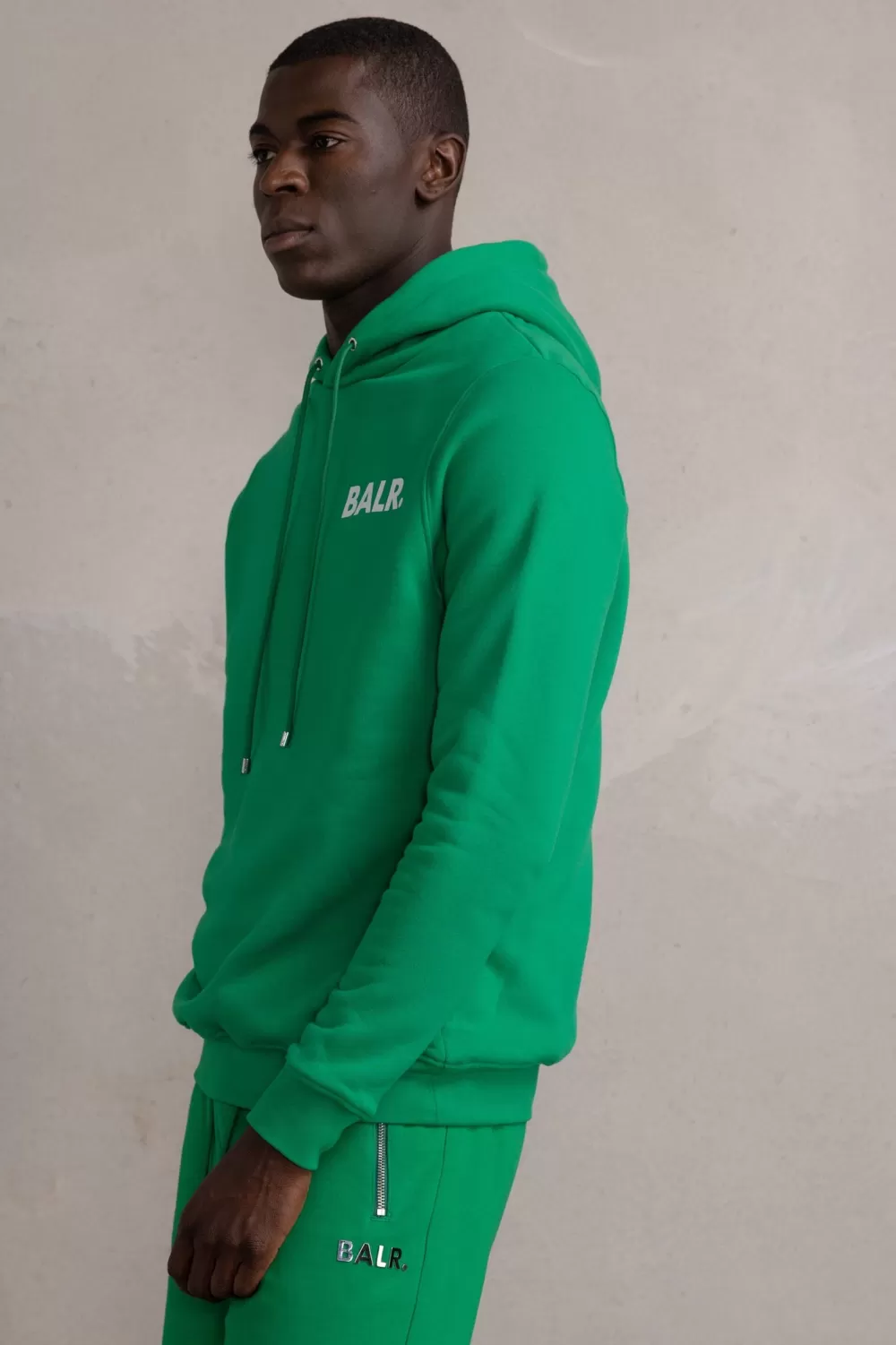 Clearance Brand Straight Small Logo Hoodie Putting Green/Bright White Heren Hoodies