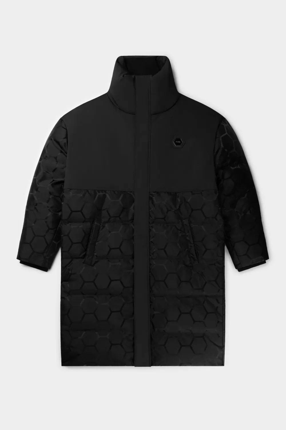 Outlet Dante Jacquard Long Puffer Jet Black Heren Jassen