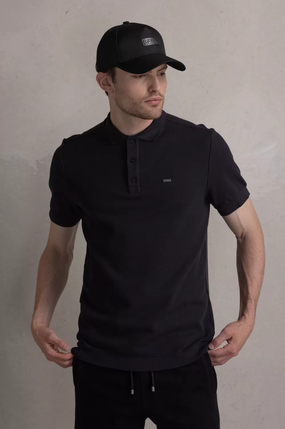 Store Olaf Straight Metal Brand Polo Jet Black Heren Polo'S